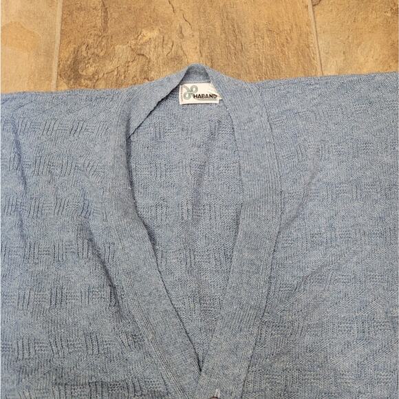 Vintage Haband Cardigan Sweater S Light Blue Grandpa Kurt Cobain 100% Acrylic - Picture 5 of 12